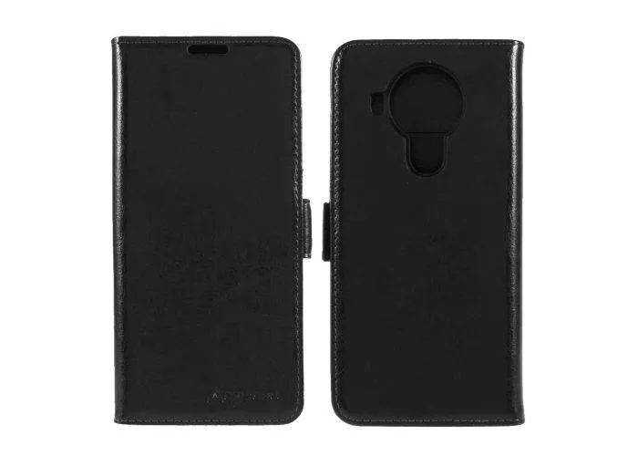 Nokia 5.4 - AZMARO ægte læder cover / pung - Sort