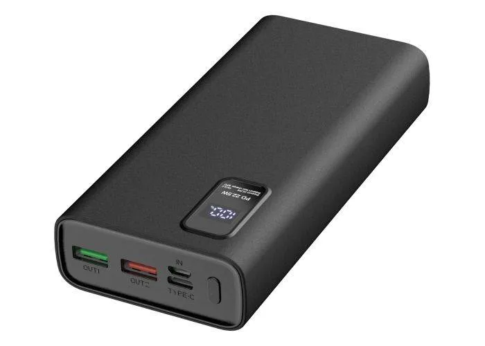 PLATINET Powerbank 20000 mAh m. LED-skærm - Sort