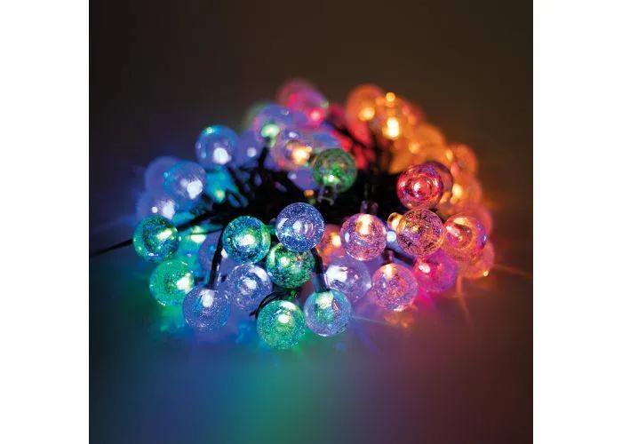 Forever LED lyskæde med SOLCELLER - 30 kuglelys / 6,5m - Multifarvet