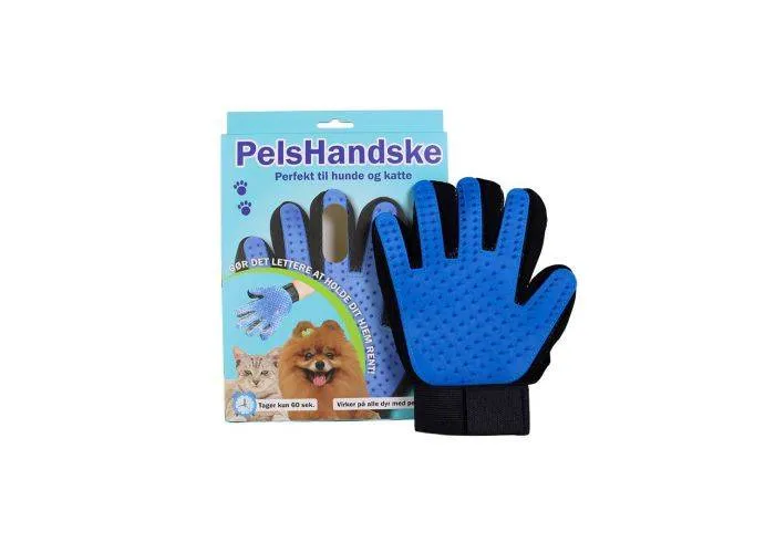 Pelsplejehandske med silikone pigge til hund og kat