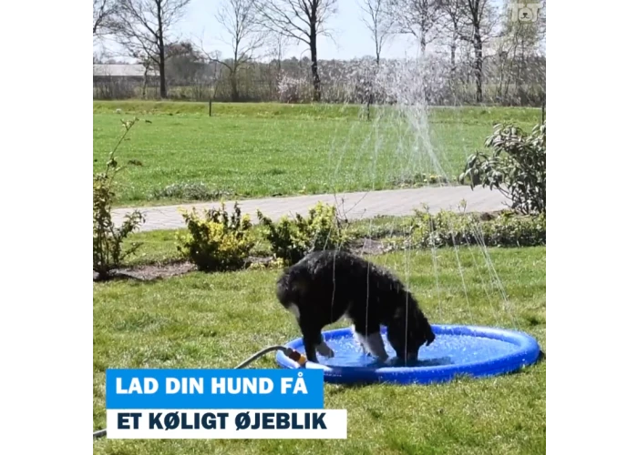 Sprinklermåtte til kæledyr Ø: 100 cm - Tilsluttes haveslange