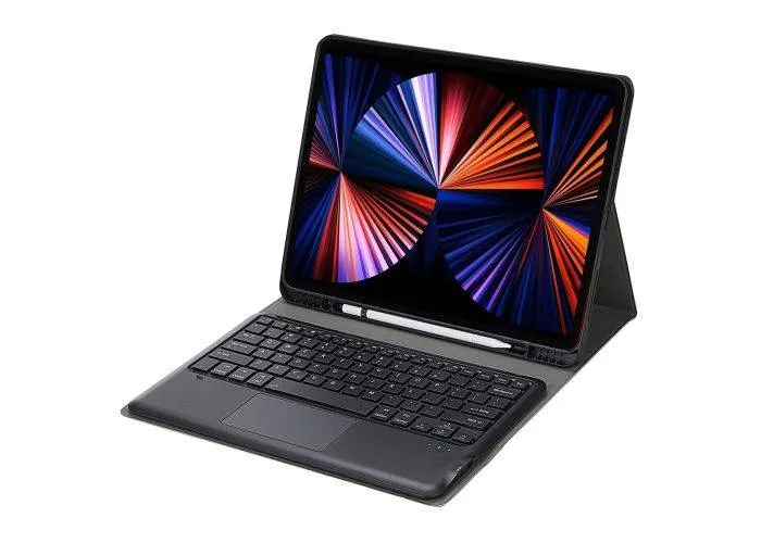 iPad 10.2 (2019 / 2020 / 2021) - Bluetooth Tastatur med Touch Pad & aftagelig cover - DANSK layout - Sort