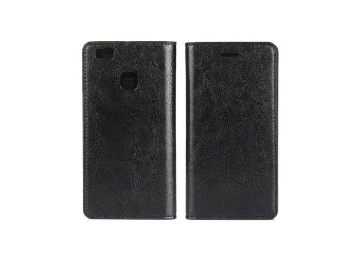 Huawei P9 Lite - Ægte Læder cover / pung - Sort