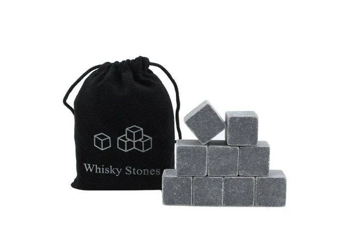 Whiskysten /  Isterninger - 9 stk. I natursten - Whisky on the Rocks