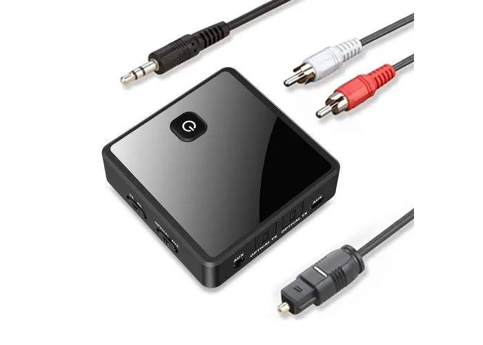 Fiber optisk Bluetooth modtager/Transmitter - 2-i-1 Trådløs Bluetooth adapter - Sort