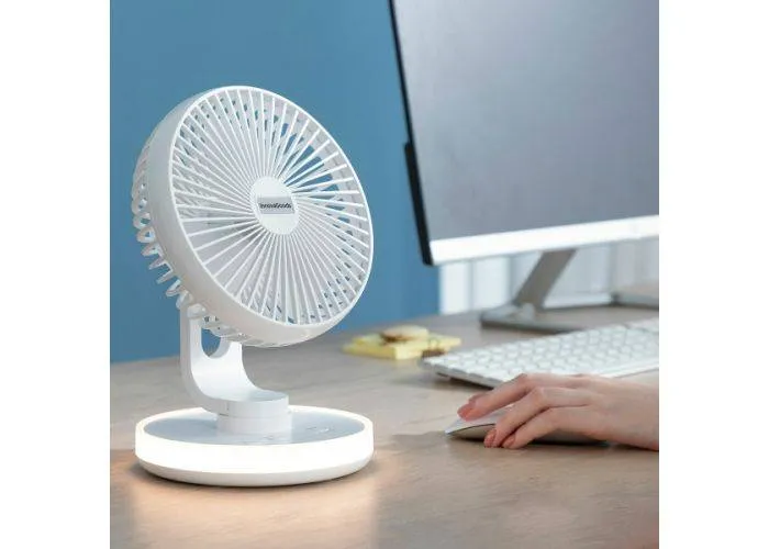 FanLed Genopladelig ventilator til skrivebord med LED Ø6,6'' 4000 mAh