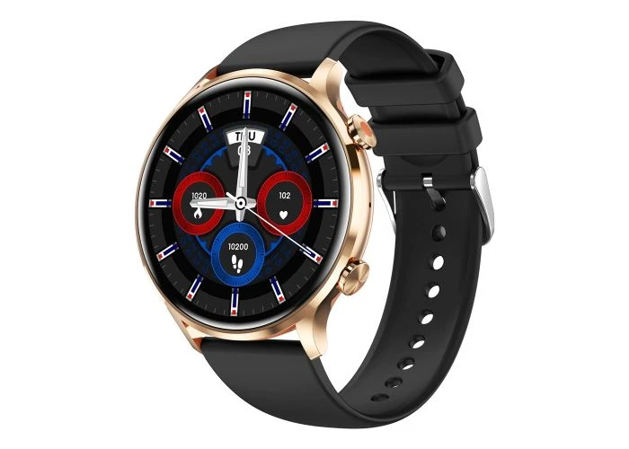 Bluetooth Smartwatch - Blodtryk, Puls, 8x Sportsfunktioner + mere - Sort/guld