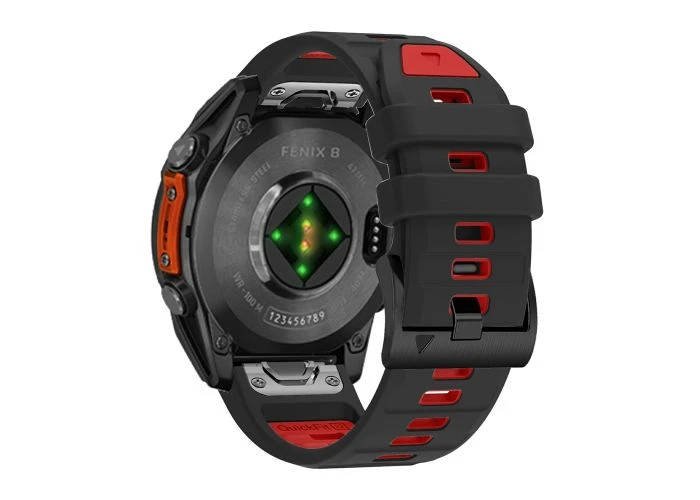  Garmin Fenix 6 / 5 / 5 Plus - Silikone urrem 22mm med QuickRelease - Sort/rød