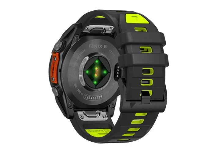  Garmin Fenix 8/7 47mm - Silikone urrem 22mm med QuickRelease - Sort/lime