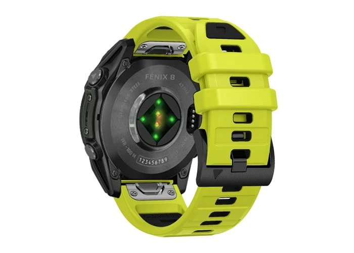  Garmin Fenix 8/7 47mm - Silikone urrem 22mm med QuickRelease - Lime/sort