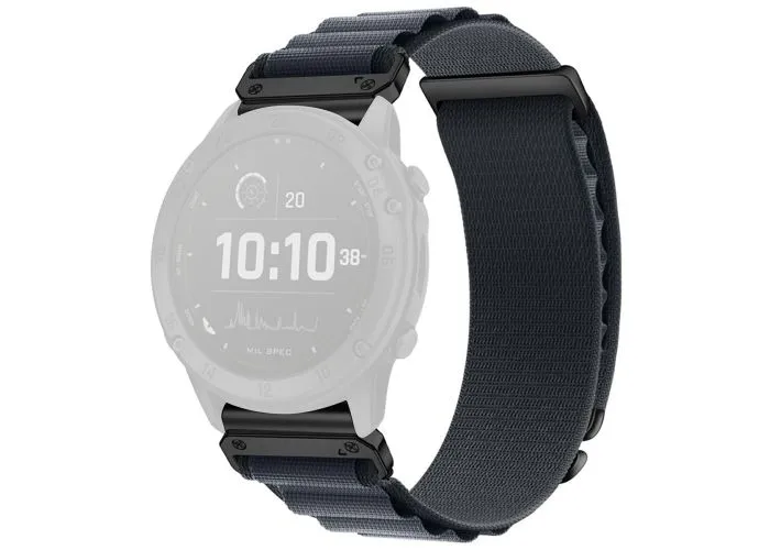 Garmin Fenix 8 47mm - Urrem i nylon tekstil 22mm med Quick Release - Mørkegrå