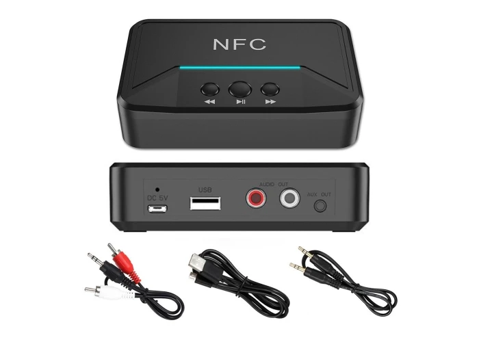 NFC - Bluetooth modtager / receiver / 2xRCA Output - Sort