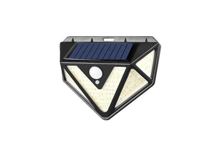 Udendørs LED væglampe med solceller - 166 LED lys - Bevægelsessensor - Vandtæt - Sort