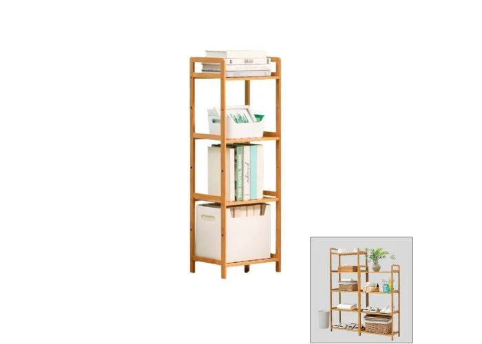 Reol i Bambus med 4 hylder 100 x 35 cm