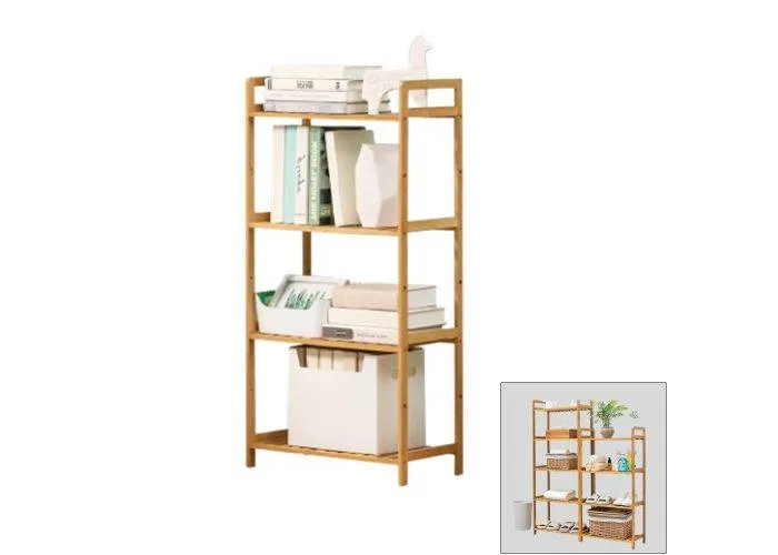 Reol i Bambus med 4 hylder 100 x 50 cm