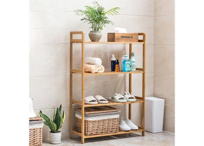 Reol i Bambus med 4 hylder 100 x 68 cm