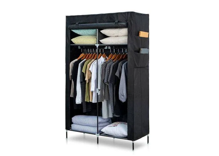 RACK Wardrobe - Garderobe i tekstil - 106x45x170cm - Sort