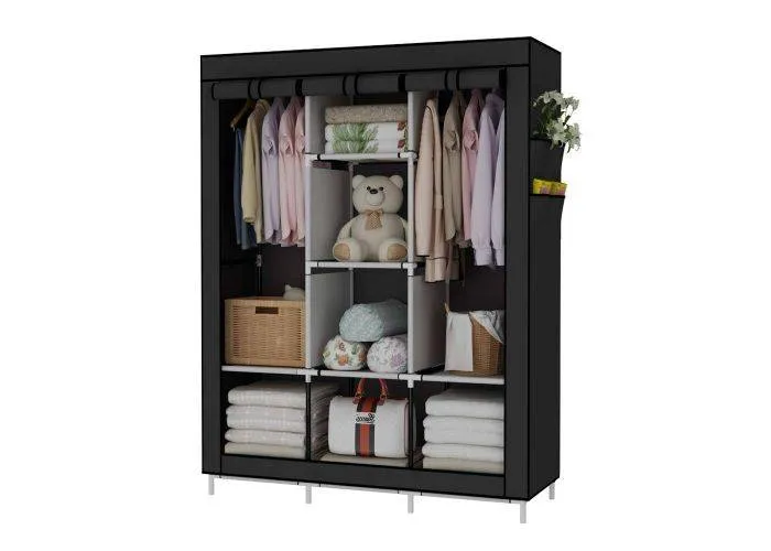 RACK Wardrobe - Garderobe i tekstil - 135x45x165 cm - Sort