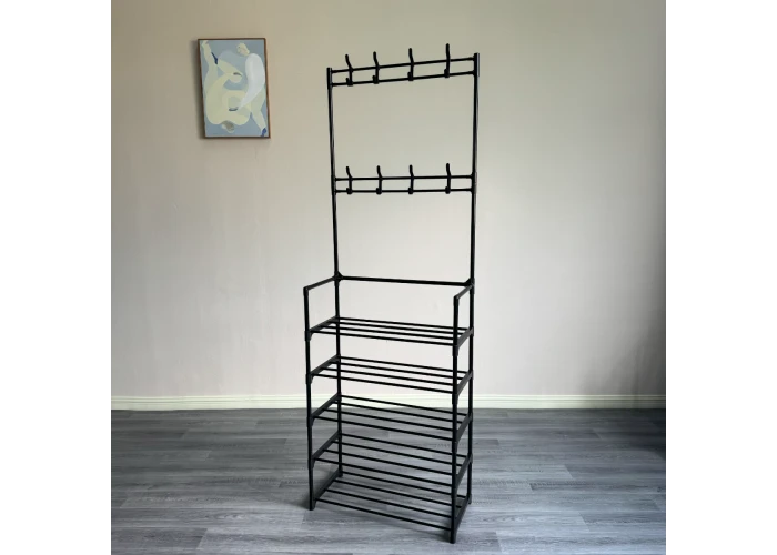 RACK - Fritstående skoreol i stål 60 x 28 x 172 cm - Sort
