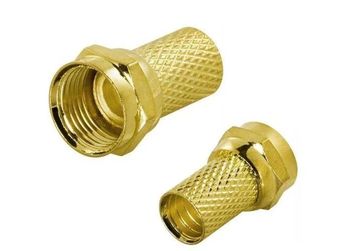 Guldbelagt F-stik connector (han), 6,2mm RG6 antennekabel, skruemontering - Livstidsgaranti