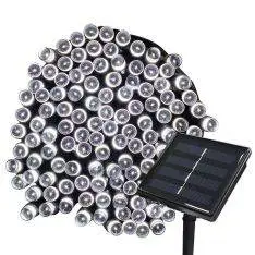 Solcelle LED‑kugle kæde, 12 m – 8 modes & dekorativt lys” - Hvid