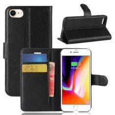 iPhone SE 3 5G (2022) / SE 2020 / iPhone 8/7 - læder cover / pung - Sort