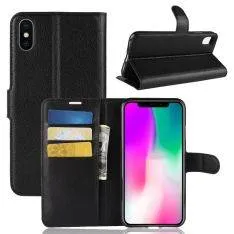 iPhone XR - Læder cover / pung - Sort