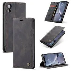 iPhone XR - CASEME Retro Flip læder cover - Sort