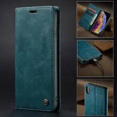 iphone XS Max - CASEME læder cover / pung - Blå