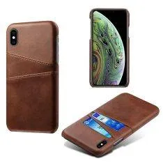 iPhone XS Max - Læder Hardcover m/kortslots - Brun