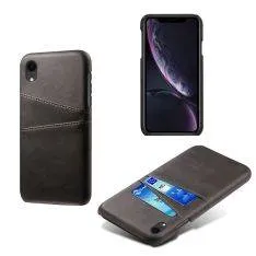 iPhone XR - Læder Hardcover m/kortslots - Sort