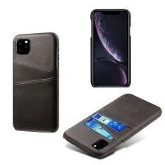 iPhone 11 - Læder Hard cover m/kortholdere - Sort