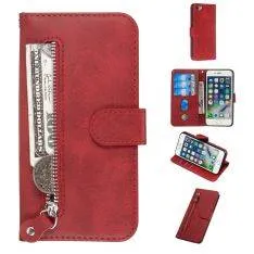 iPhone SE 3 5G (2022) / SE 2020 / iPhone 8/7 - Læder cover / pung med udvendig lomme - Rød