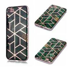 iPhone SE 3 5G (2022) / SE 2020 / iPhone 8/7 - Gummi cover - Selvlysende effekt - Marmor Design - Grøn
