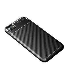 iPhone SE 3 5G (2022) / SE 2020 / iPhone 8/7 - Gummi cover i Børstet Design - Sort