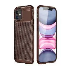 iPhone 12 - Gummi cover i Børstet Design - Brun