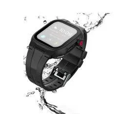 Apple Watch Series SE/6/5/4 44mm - SHELLBOX vandtæt/støvtæt hus inkl. Silikone rem - Sort