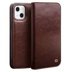 iPhone 13 - QIALINO "Classic" ægte læder cover / pung - Brun