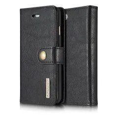 iPhone SE 3 5G (2022) / SE 2020 / iPhone 8/7 - DG MING 2-i-1 ægte læder cover / pung - Aftagelig holder - Sort