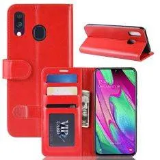 Samsung Galaxy A40 - Læder Flip cover / pung - Rød