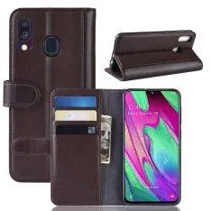 Samsung Galaxy A40 - Ægte læder cover / pung - Brun