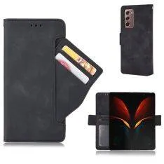 Samsung  Galaxy Z Fold 2 - Læder cover / pung med aftagelig udvendig kortholder - Sort