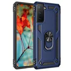Samsung Galaxy S21 5G - Hybrid cover med indbygget Kickstand & Fingerring - Blå