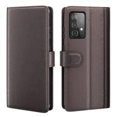 Samsung Galaxy A52 5G / 4G - Ægte læder cover / pung - Mørkebrun