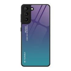 Samsung Galaxy S21 FE 5G - Gradient Hybrid cover - Bagside af hærdet glas - Lilla/blå