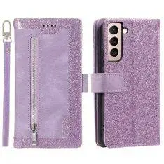 Samsung Galaxy S22 Plus 5G - Læder cover / Pung - Lomme med lynlås - Lilla
