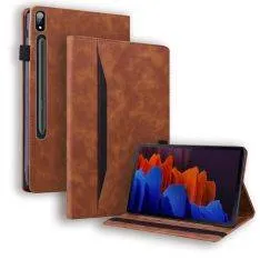 Samsung Galaxy Tab S8 Plus / Tab S8 Plus 5G / Tab S7 Plus - Læder cover m/wake up/sleep funktion - Brun