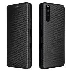 Sony Xperia 10 III 5G - Flip cover med kortholder - Børstet Design - Sort
