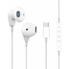 Simple In-Ear Høretelefoner med Type-C kabel - Med mikrofon & kontrolpanel - Hvid