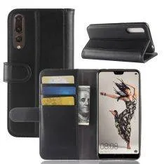 Huawei P20 Pro - Ægte læder cover / pung - Sort